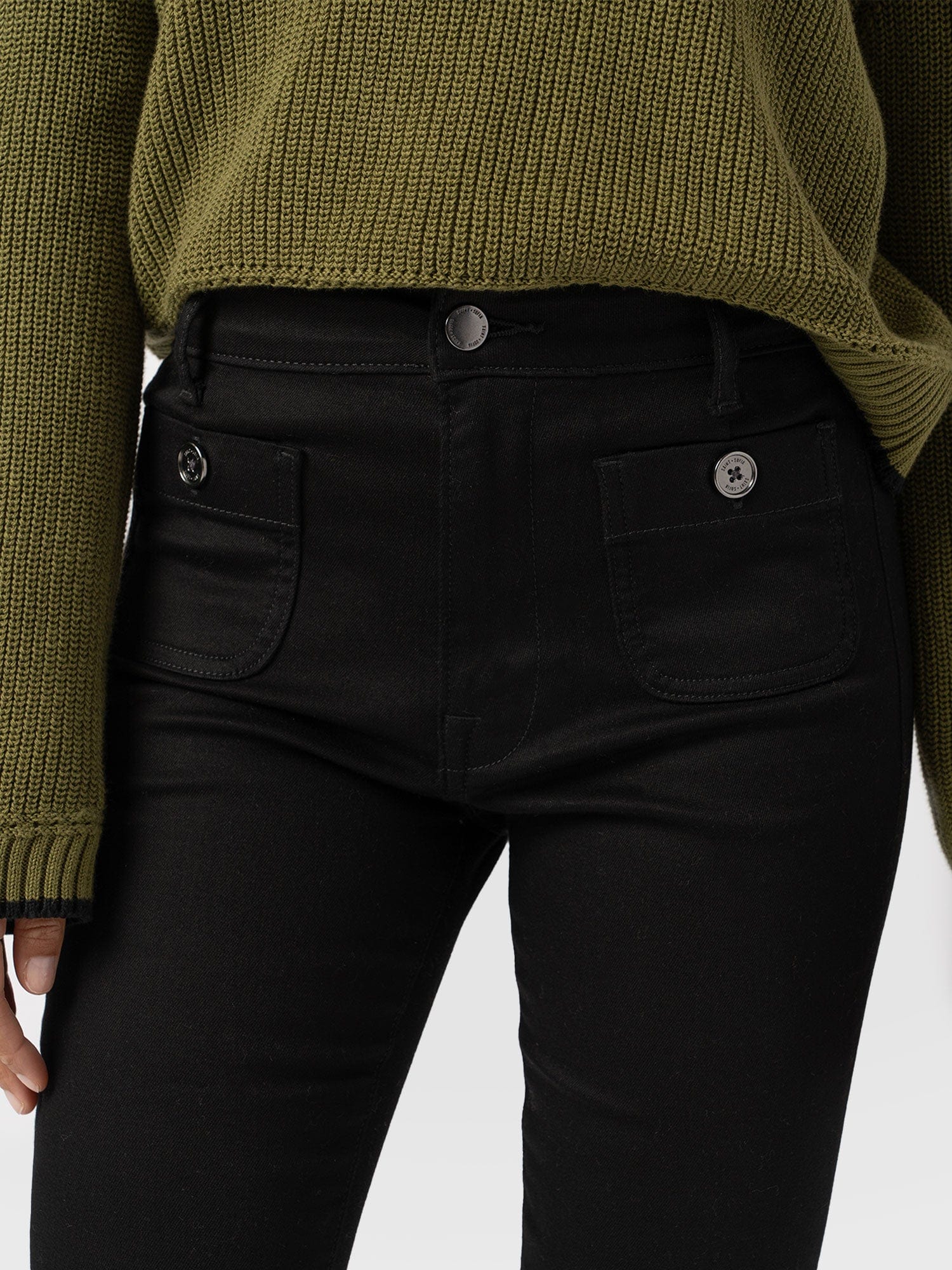 Bowie Stretch Flare Jean Jet Black Denim New